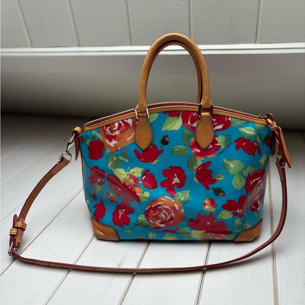 Dooney & Bourke Blue Floral Satchel Handbag - Picture 5 of 17